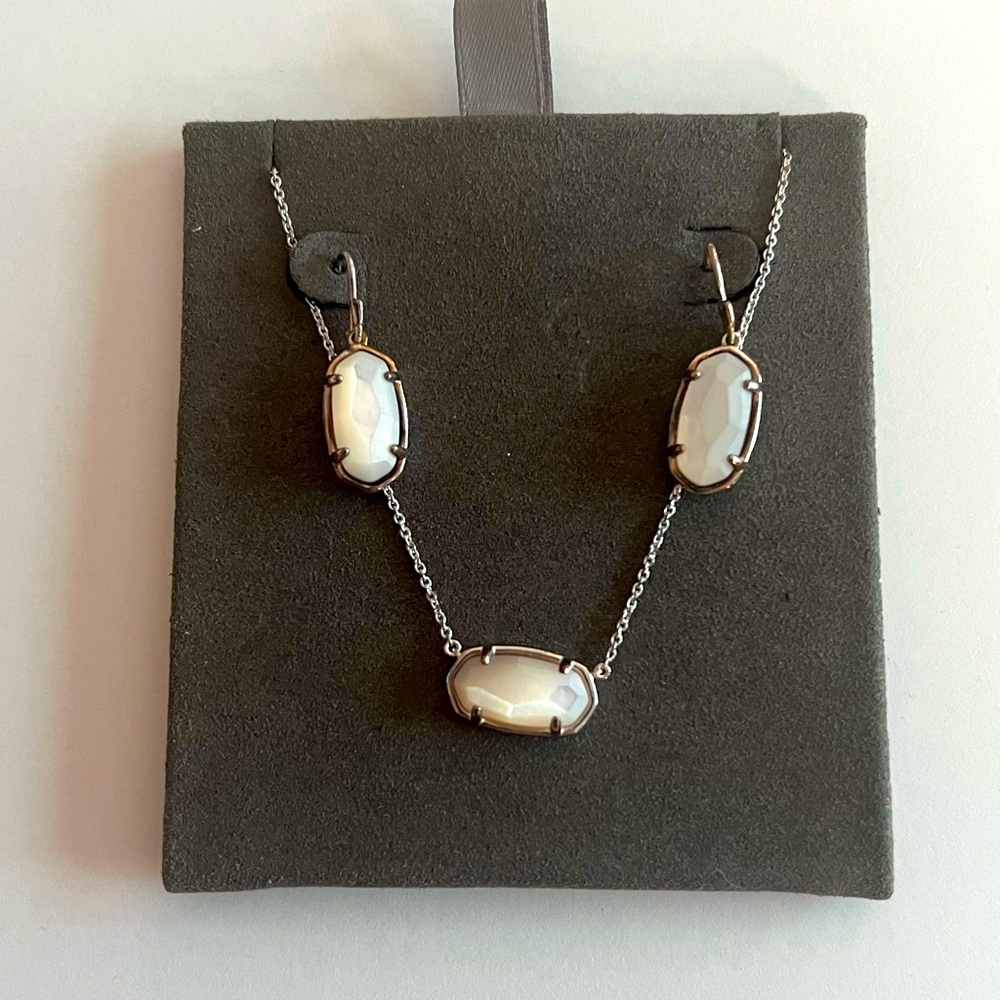 Demi Fine Elisa Necklace and Demi Fine Elle Drop Earrings Bundle SS Ivory